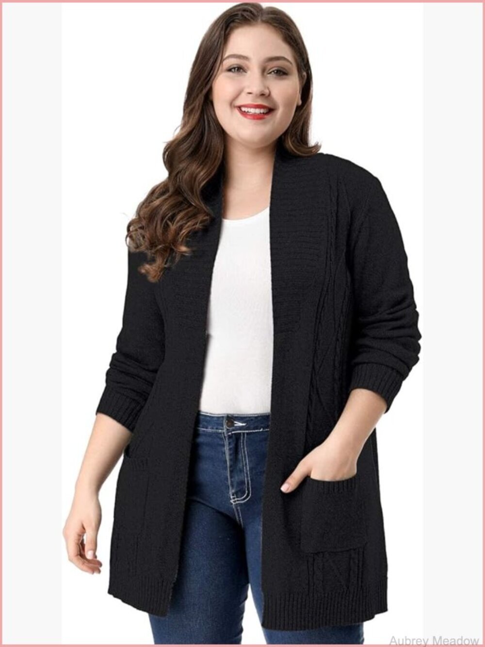Plus Size Lightweight Open Front Cardigan with Pockets